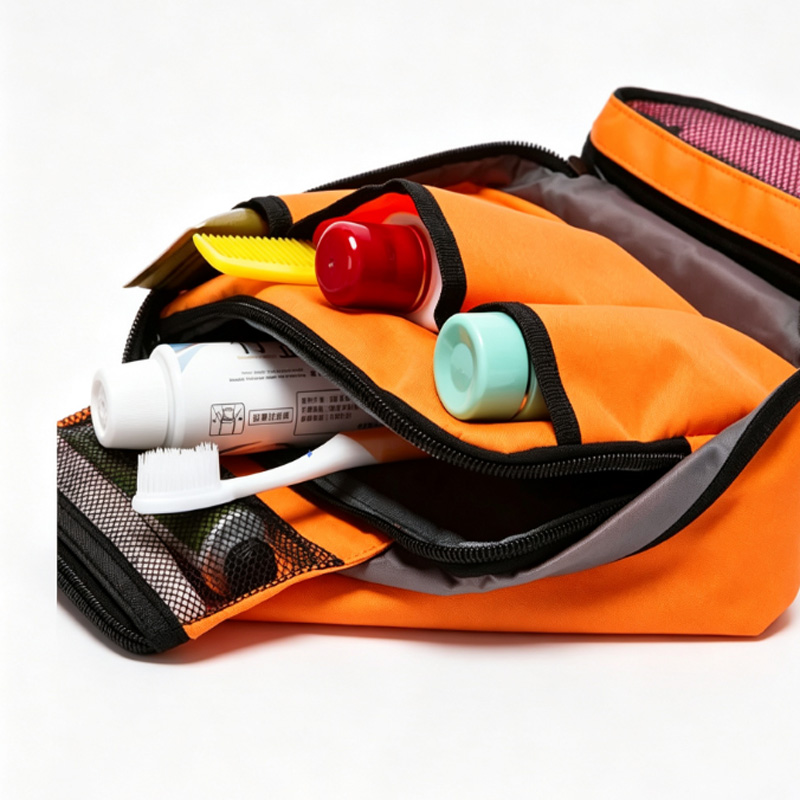 Orange makeup bag